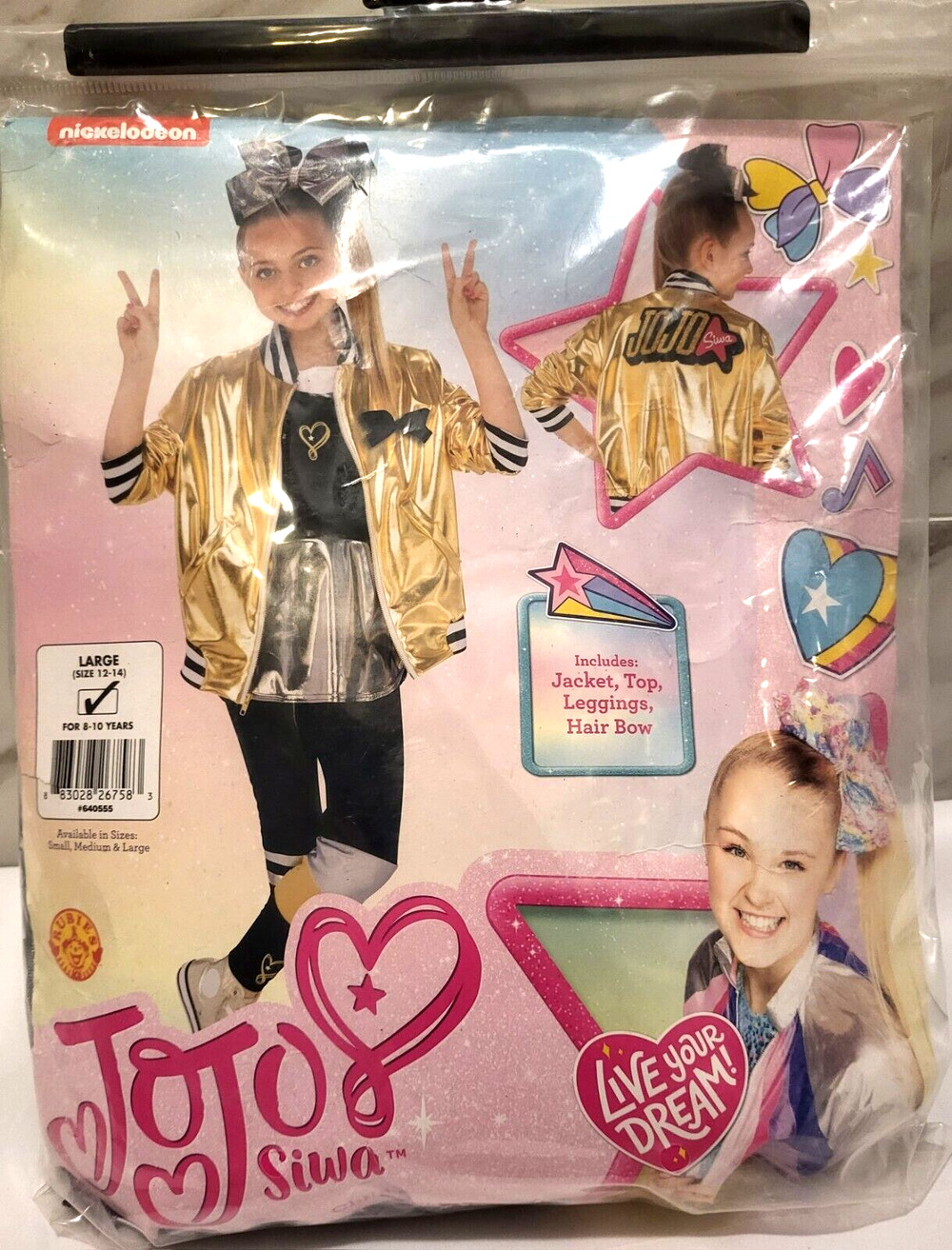 Nickelodeon JoJo Siwa Costume Live Your Dream Child Large 12-14 NEW